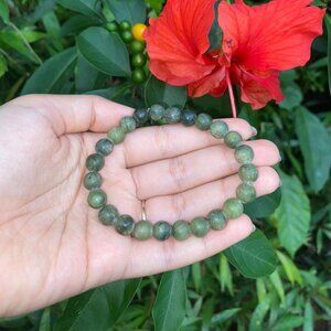 8MM Dark Lemon Jade Bead Stretchy Bracelet
